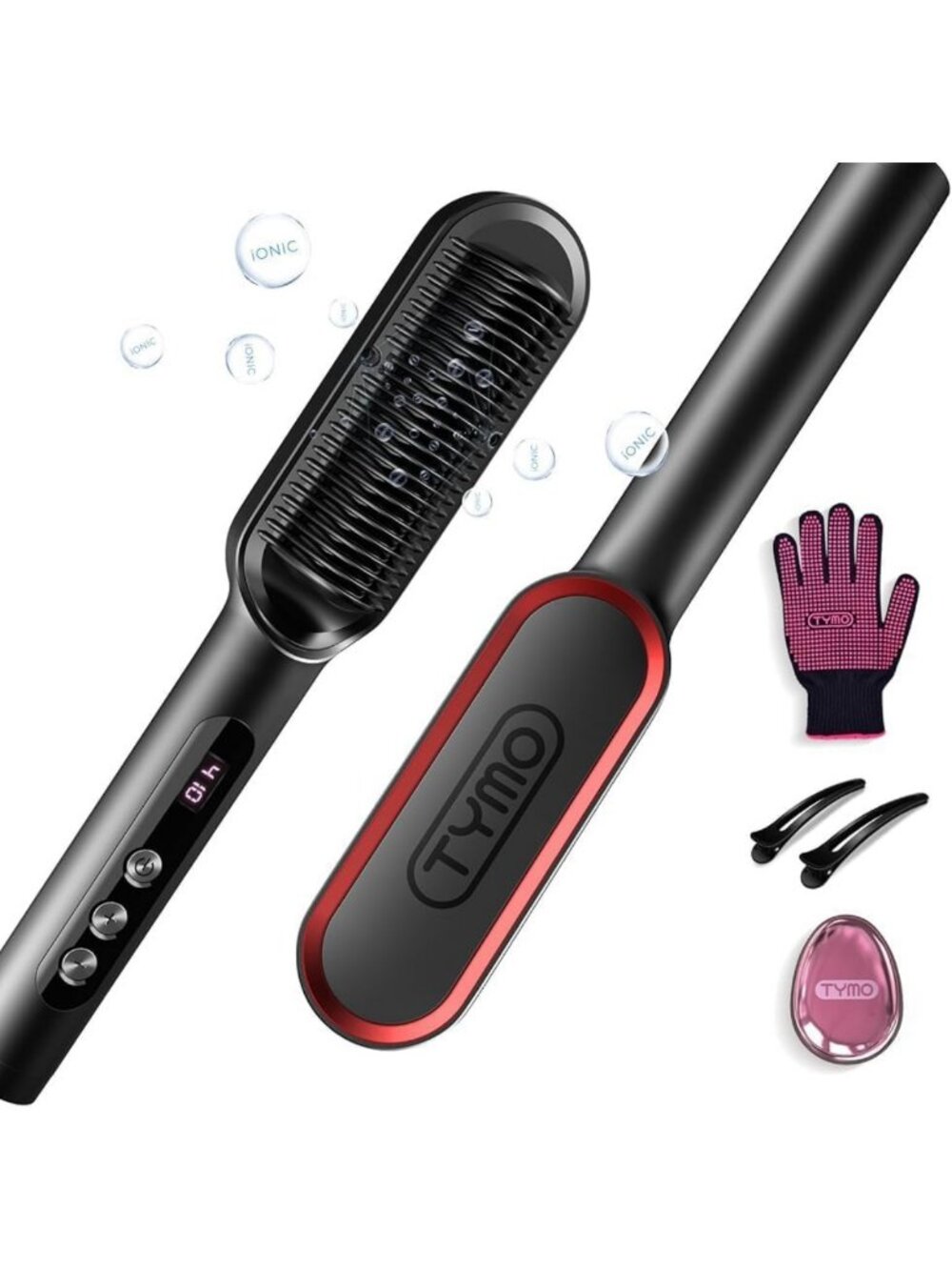 Ionic Hair Straightening Brush, 9 Heat Settings, Fast Styling Comb, Frizz